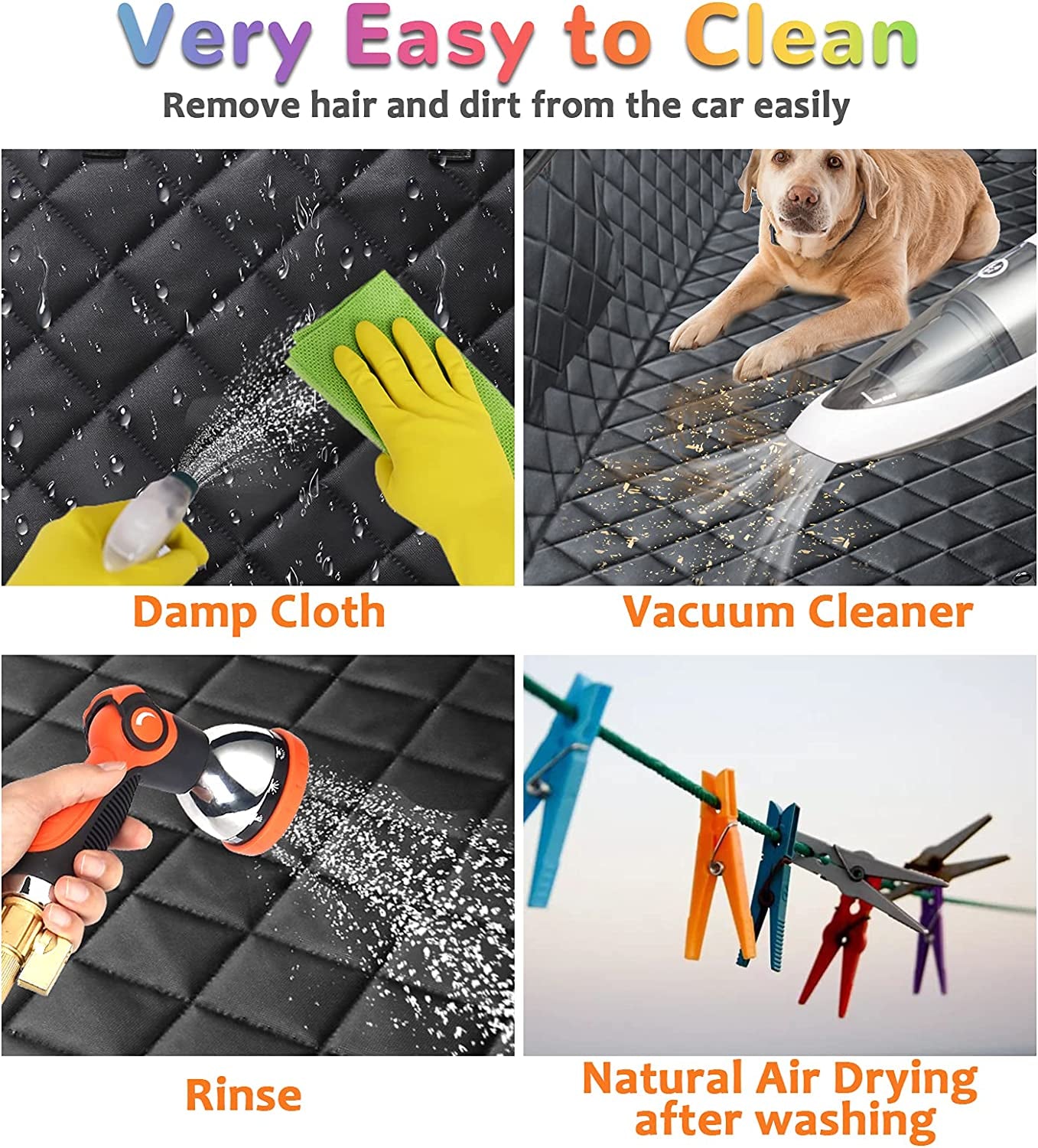 6-In-1 Dog Car Seat Cover for Back Seat, 60/40 Split, Waterproof Dog Car Hammock with Mesh Window, Non-Slip Pet Backseat Protector for Cars, Trucks and Suvs