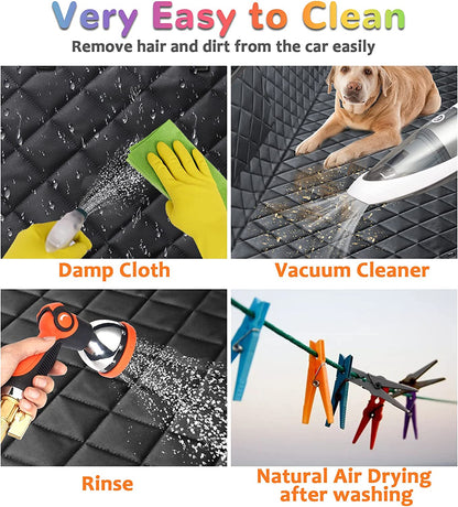 6-In-1 Dog Car Seat Cover for Back Seat, 60/40 Split, Waterproof Dog Car Hammock with Mesh Window, Non-Slip Pet Backseat Protector for Cars, Trucks and Suvs