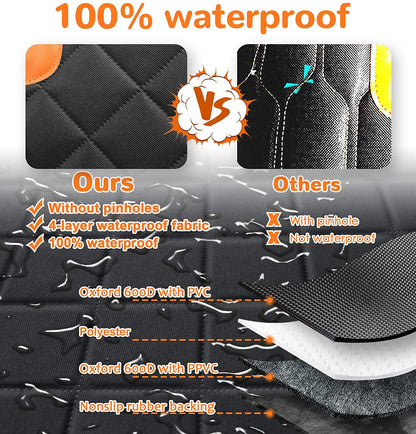 6-In-1 Dog Car Seat Cover for Back Seat, 60/40 Split, Waterproof Dog Car Hammock with Mesh Window, Non-Slip Pet Backseat Protector for Cars, Trucks and Suvs